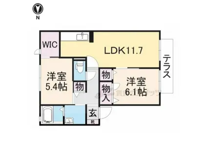 アーバヒルP(2LDK/1階)の間取り写真