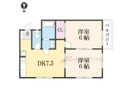 SK南彦根(2DK/2階)の間取り写真