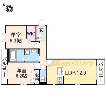 ヴィラコート ワン(2LDK/3階)の間取り写真
