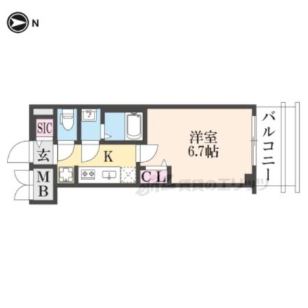 プレサンス京都東寺(1K/4階)の間取り写真