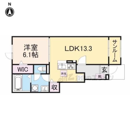アヴニール(1LDK/1階)の間取り写真