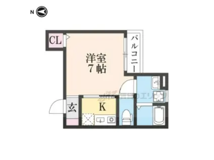 CINQ観月橋(1K/2階)の間取り写真