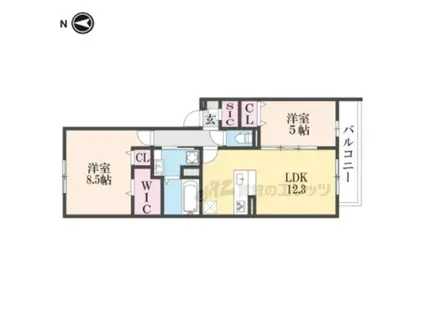 アトレーユ長岡京(2LDK/3階)の間取り写真