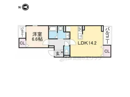 クローバー(1LDK/1階)の間取り写真