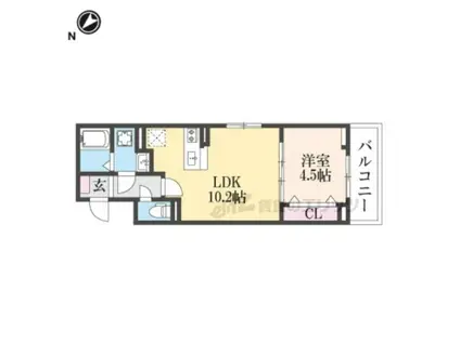 ジールMS(1LDK/2階)の間取り写真