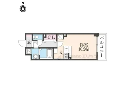 エバーハイム畝傍(ワンルーム/4階)の間取り写真