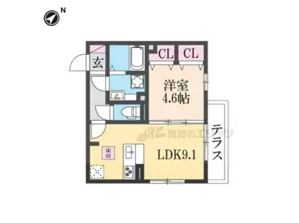 ヴェルデール・ヴィラ(1LDK/3階)の間取り写真