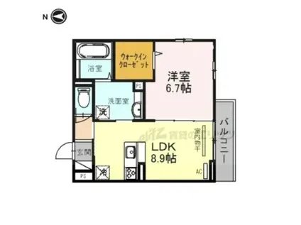 ヴェルデール・ヴィラ(1LDK/3階)の間取り写真