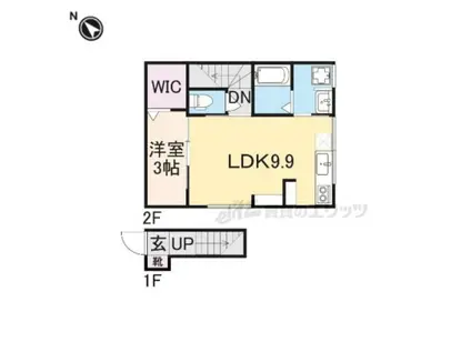 カルフール A棟(1LDK/2階)の間取り写真