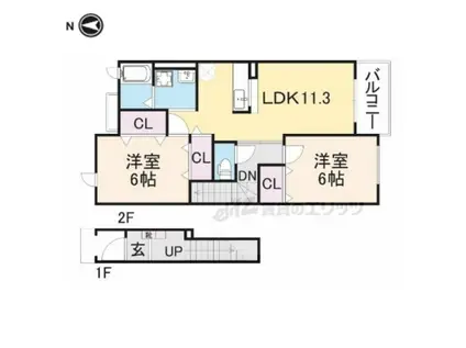 ベル ファミーユ 1番館(2LDK/2階)の間取り写真
