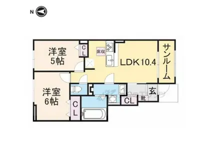 ボナール(2LDK/2階)の間取り写真