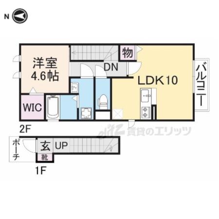 アトリオ・フランC棟(1LDK/2階)の間取り写真