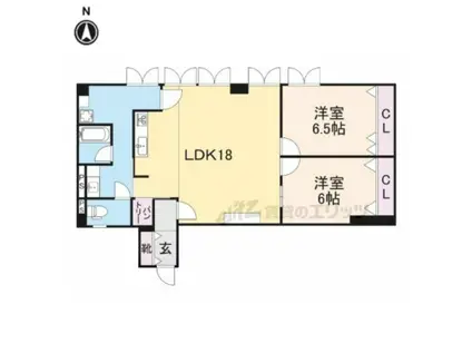 PHOENIX COURT 交野(2LDK/1階)の間取り写真