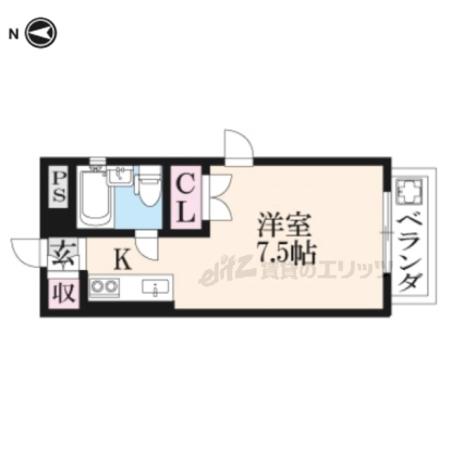 ツインヒル館(1K/1階)の間取り写真
