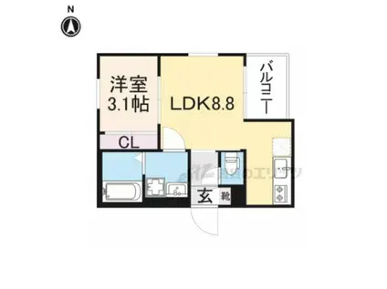 REGALESTーKLC 香里園(1LDK/1階)の間取り写真