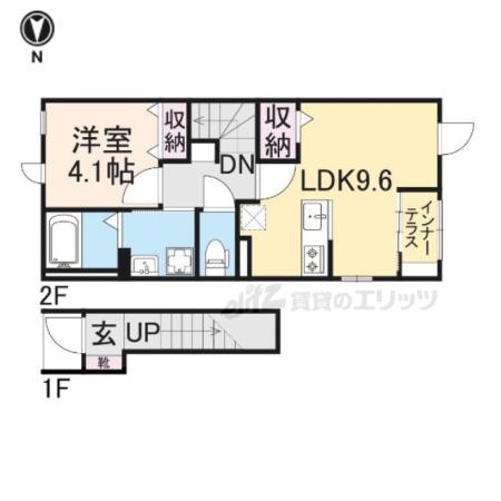 近鉄橿原線 新ノ口駅 徒歩4分 2階建 築6年(1LDK/2階)の間取り写真