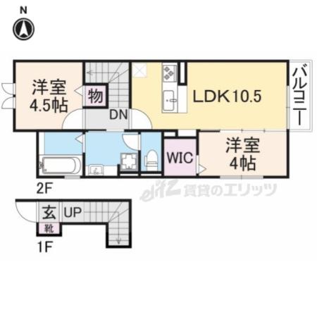 ミランジュエル(2LDK/2階)の間取り写真