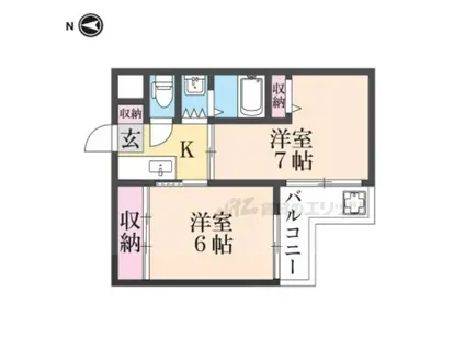 メゾンスイート西大寺(2K/4階)の間取り写真