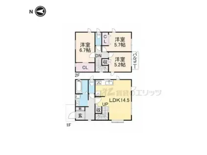 和歌山線 香芝駅 徒歩41分 2階建 築20年(3LDK)の間取り写真