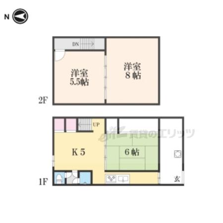 京阪電気鉄道京阪線 石清水八幡宮駅 徒歩35分 2階建 築64年(3K)の間取り写真
