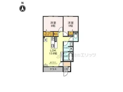 ファミールD希(2LDK/1階)の間取り写真