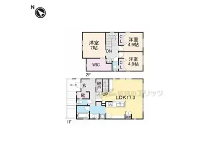 片町線 長尾駅(大阪) 徒歩16分 2階建 築8年(3LDK)の間取り写真