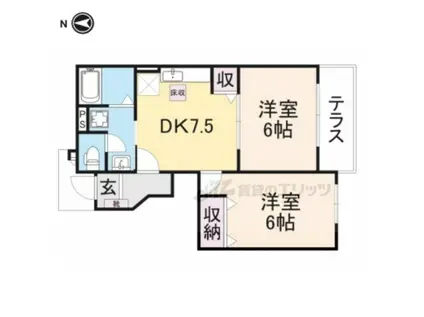 ヴェルドミール(2DK/1階)の間取り写真