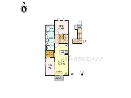 アダージョ ヴィブレ(2LDK/2階)の間取り写真