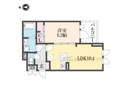 近鉄橿原線 九条駅(奈良) 徒歩2分 3階建 築3年(1LDK/3階)の間取り写真