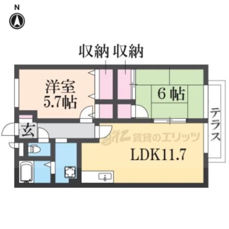 ハイランドコート(2LDK/1階)の間取り写真
