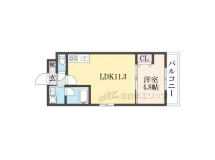 カーサ・フェリーチェ桂(1LDK/5階)の間取り写真