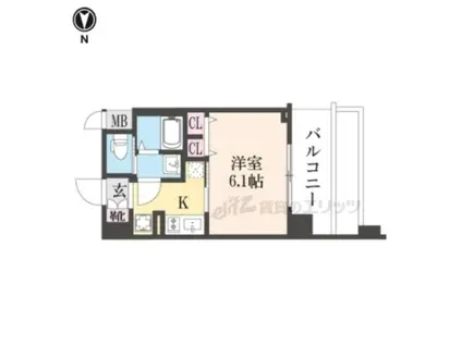 プレサンス 京都室町通 紫水(1K/4階)の間取り写真