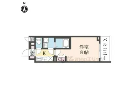 グランカーサ京都駅前(1K/2階)の間取り写真