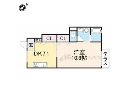 セラフィーメゾン東香里園(1DK/1階)の間取り写真