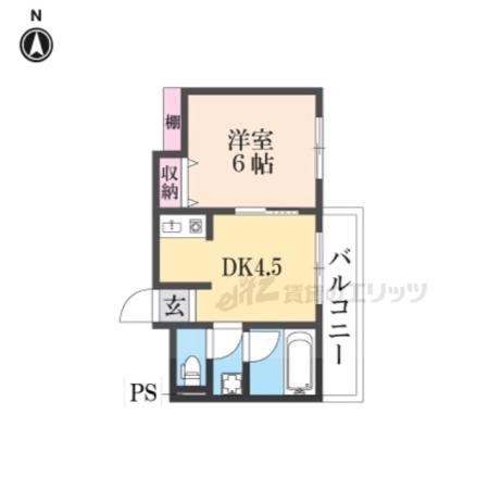 パストラル生駒(1DK/2階)の間取り写真
