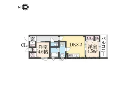 クリエオーレ春日元町(2LDK/3階)の間取り写真