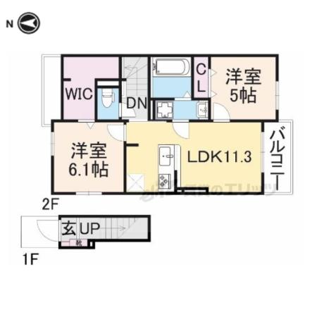 アンジュヴェール(2LDK/2階)の間取り写真