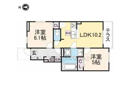 アンジュヴェール(2LDK/1階)の間取り写真