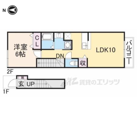 サニーコートB棟(1LDK/2階)の間取り写真