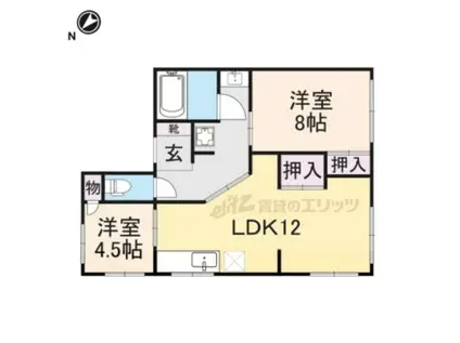 東海道本線 南彦根駅 徒歩24分 2階建 築39年(2LDK/2階)の間取り写真