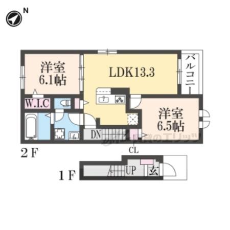マーベラス フチガキ(2LDK/2階)の間取り写真