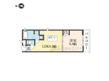 プルミエール鹿王院(1LDK/2階)の間取り写真