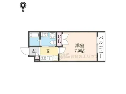 THE GARNET SUITE RESIDENCE西院(1K/2階)の間取り写真