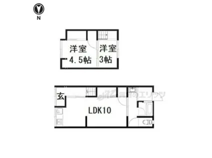 京都市東西線 御陵駅 徒歩15分 2階建 築61年(2LDK)の間取り写真