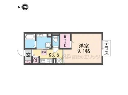 アヴァンセ リーヴ米原(1K/2階)の間取り写真