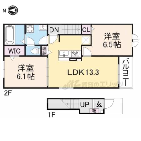 グランコートヌクイ(2LDK/2階)の間取り写真