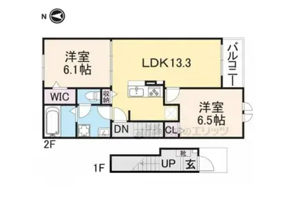 グランコートヌクイ(2LDK/2階)の間取り写真