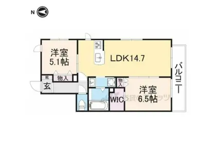 プレセランス山の辺(2LDK/2階)の間取り写真