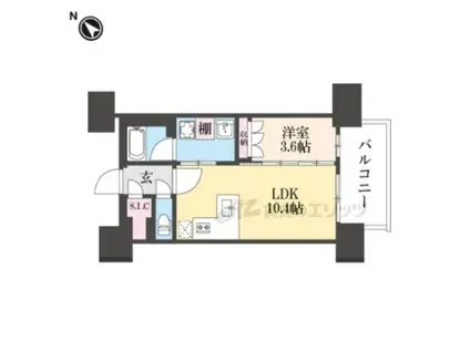 レーベン長岡天神CRESIST(1LDK/10階)の間取り写真