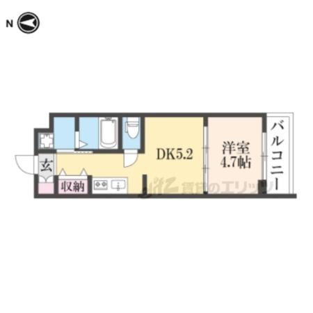 ファステート京都西KIWAMI(1DK/3階)の間取り写真